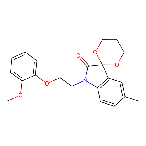 1'-[2-(2-Methoxyphenoxy)ethyl]-5'-methylspiro[1,3-dioxane-2,3'-indole]-2'-one structure