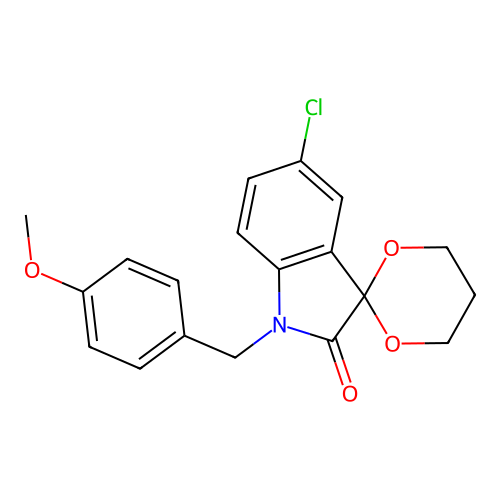 5'-Chloro-1'-[(4-methoxyphenyl)methyl]spiro[1,3-dioxane-2,3'-indole]-2'-one structure