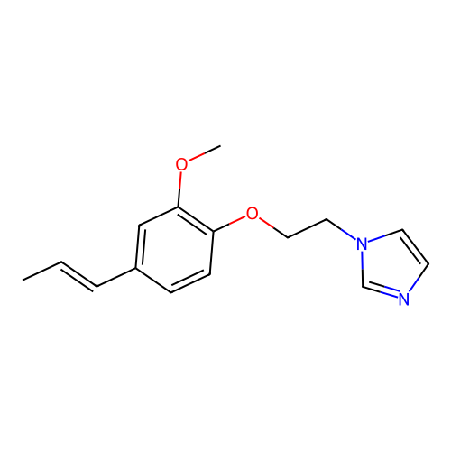 1-[2-[2-methoxy-4-[(E)-prop-1-enyl]phenoxy]ethyl]imidazole structure