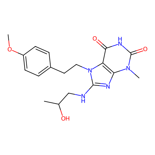 8-(2-Hydroxypropylamino)-7-[2-(4-methoxyphenyl)ethyl]-3-methylpurine-2,6-dione structure