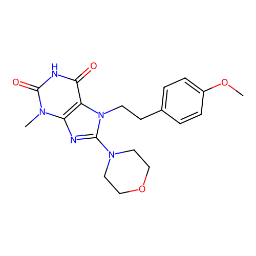 7-(4-methoxyphenethyl)-3-methyl-8-morpholino-1H-purine-2,6(3H,7H)-dione structure