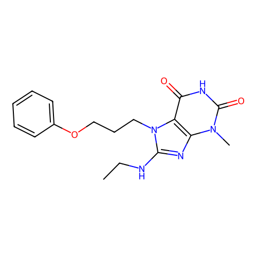8-(ethylamino)-3-methyl-7-(3-phenoxypropyl)-1H-purine-2,6(3H,7H)-dione structure