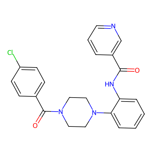 N-[2-[4-(4-chlorobenzoyl)piperazin-1-yl]phenyl]pyridine-3-carboxamide structure