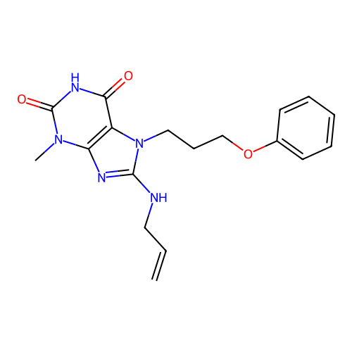 8-(allylamino)-3-methyl-7-(3-phenoxypropyl)-1H-purine-2,6(3H,7H)-dione structure