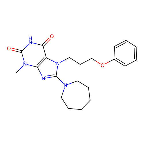 8-(azepan-1-yl)-3-methyl-7-(3-phenoxypropyl)-1H-purine-2,6(3H,7H)-dione structure
