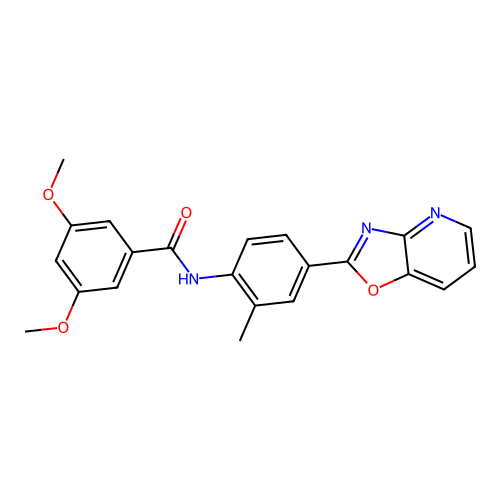 3,5-dimethoxy-N-(2-methyl-4-[1,3]oxazolo[4,5-b]pyridin-2-ylphenyl)benzamide structure
