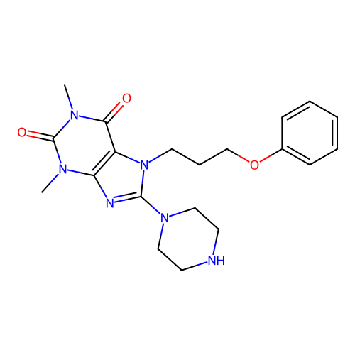 1,3-dimethyl-7-(3-phenoxypropyl)-8-(piperazin-1-yl)-1H-purine-2,6(3H,7H)-dione structure