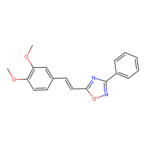 5-[(E)-2-(3,4-dimethoxyphenyl)ethenyl]-3-phenyl-1,2,4-oxadiazole structure