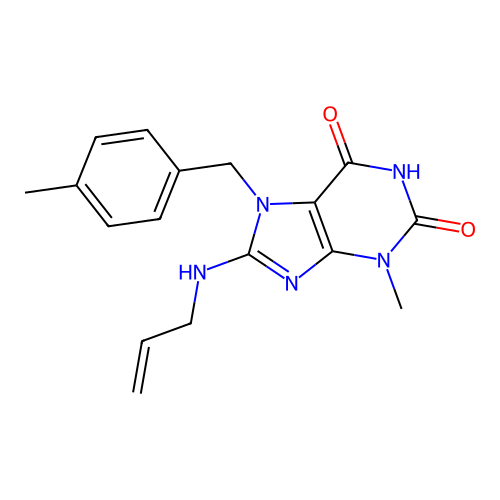 3-Methyl-7-[(4-methylphenyl)methyl]-8-(prop-2-enylamino)purine-2,6-dione structure