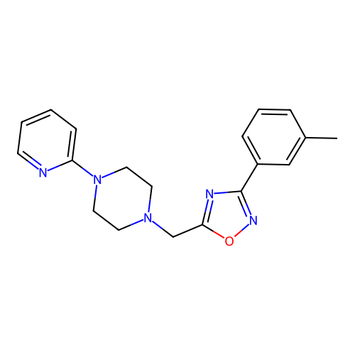 3-(3-Methylphenyl)-5-[(4-pyridin-2-ylpiperazin-1-yl)methyl]-1,2,4-oxadiazole structure
