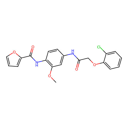 N-(4-{[(2-chlorophenoxy)acetyl]amino}-2-methoxyphenyl)-2-furamide structure