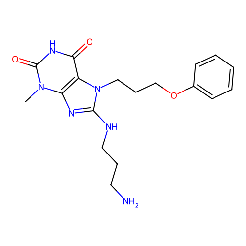8-(3-Aminopropylamino)-3-methyl-7-(3-phenoxypropyl)purine-2,6-dione structure