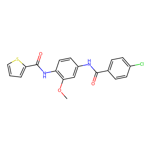 N-{4-[(4-chlorobenzoyl)amino]-2-methoxyphenyl}-2-thiophenecarboxamide structure