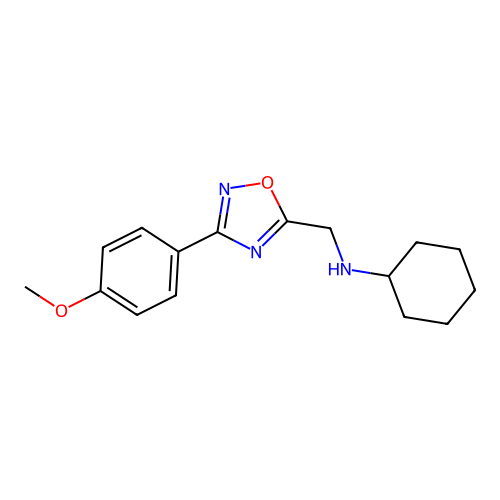 N-[[3-(4-methoxyphenyl)-1,2,4-oxadiazol-5-yl]methyl]cyclohexanamine structure