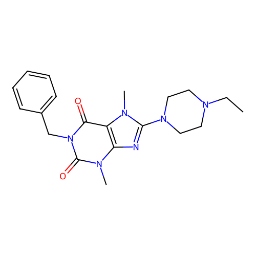 1-benzyl-8-(4-ethylpiperazin-1-yl)-3,7-dimethyl-1H-purine-2,6(3H,7H)-dione structure