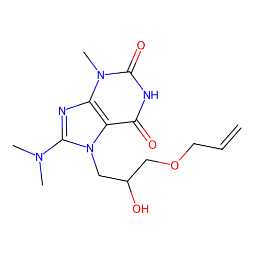 8-(Dimethylamino)-7-(2-hydroxy-3-prop-2-enoxypropyl)-3-methylpurine-2,6-dione structure