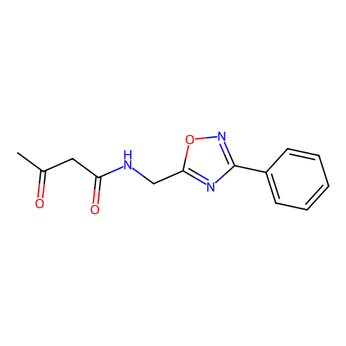 3-oxo-N-[(3-phenyl-1,2,4-oxadiazol-5-yl)methyl]butanamide structure