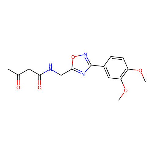 N-((3-(3,4-dimethoxyphenyl)-1,2,4-oxadiazol-5-yl)methyl)-3-oxobutanamide structure