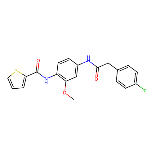 N-(4-{[(4-chlorophenyl)acetyl]amino}-2-methoxyphenyl)thiophene-2-carboxamide structure