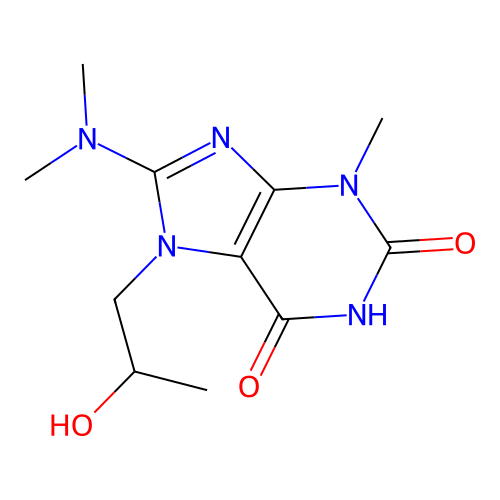 8-(dimethylamino)-7-(2-hydroxypropyl)-3-methyl-1H-purine-2,6(3H,7H)-dione structure