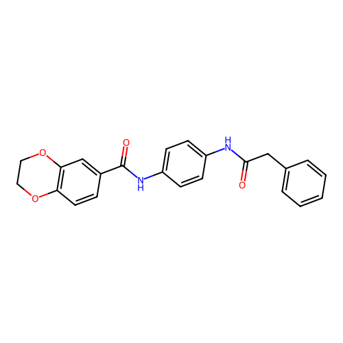 N-[4-[(2-phenylacetyl)amino]phenyl]-2,3-dihydro-1,4-benzodioxine-6-carboxamide structure