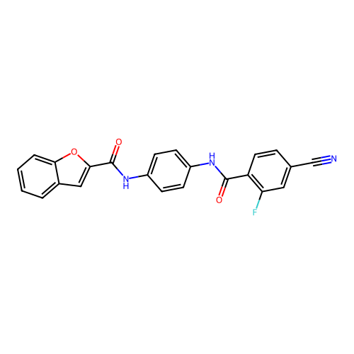 N-(4-{[(4-cyano-2-fluorophenyl)carbonyl]amino}phenyl)-1-benzofuran-2-carboxamide structure