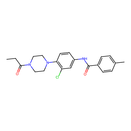 N-[3-chloro-4-(4-propanoylpiperazin-1-yl)phenyl]-4-methylbenzamide structure