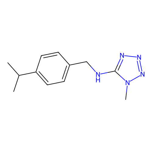1-methyl-N-[(4-propan-2-ylphenyl)methyl]tetrazol-5-amine structure