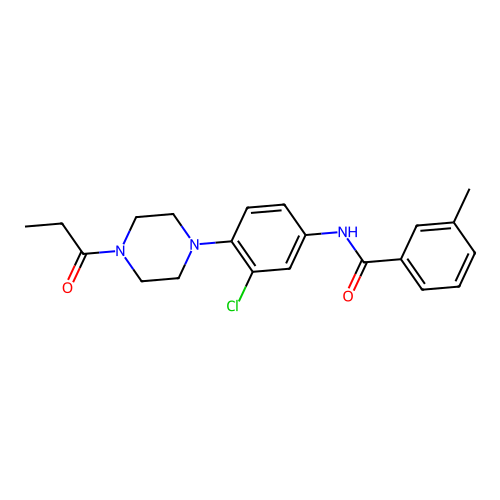 N-[3-chloro-4-(4-propanoylpiperazin-1-yl)phenyl]-3-methylbenzamide structure