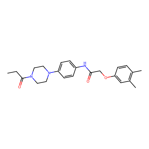 2-(3,4-dimethylphenoxy)-N-[4-(4-propanoylpiperazin-1-yl)phenyl]acetamide structure