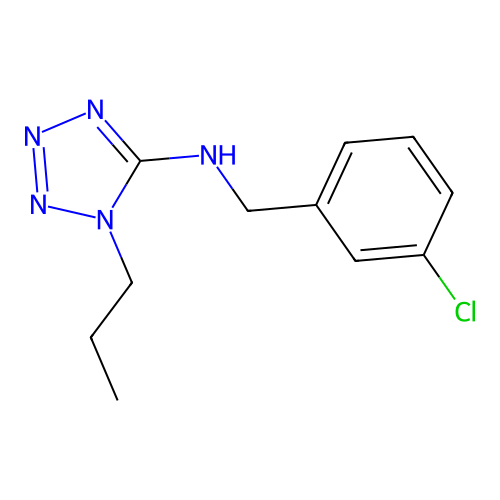 N-[(3-chlorophenyl)methyl]-1-propyltetrazol-5-amine structure