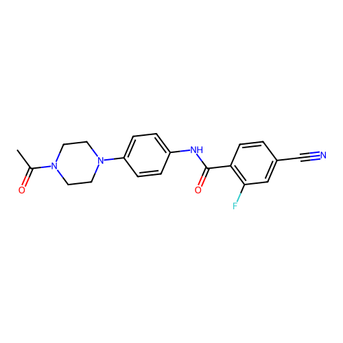 N-[4-(4-acetylpiperazin-1-yl)phenyl]-4-cyano-2-fluorobenzamide structure