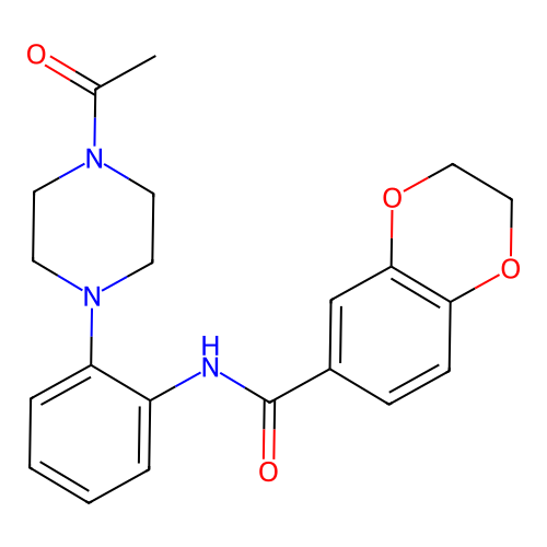 N-[2-(4-acetylpiperazin-1-yl)phenyl]-2,3-dihydro-1,4-benzodioxine-6-carboxamide structure