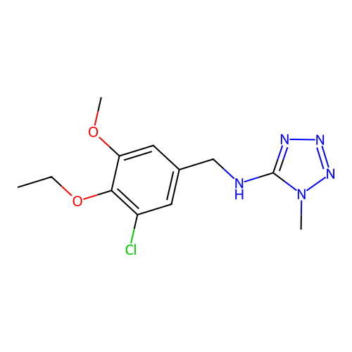 N-[(3-chloro-4-ethoxy-5-methoxyphenyl)methyl]-1-methyltetrazol-5-amine structure
