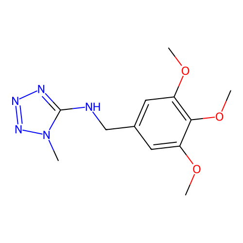 1-methyl-N-[(3,4,5-trimethoxyphenyl)methyl]tetrazol-5-amine structure