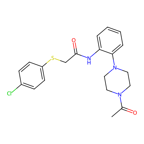 N-[2-(4-acetylpiperazin-1-yl)phenyl]-2-(4-chlorophenyl)sulfanylacetamide structure