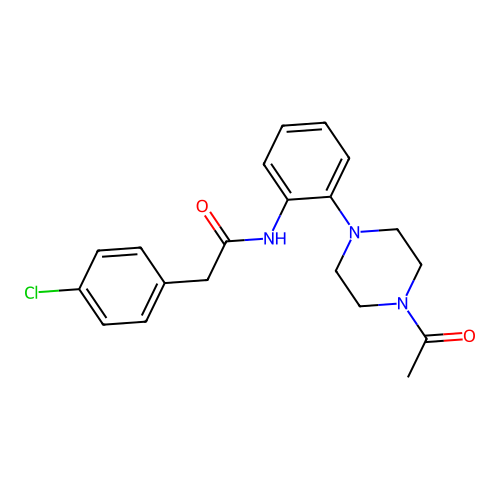 N-[2-(4-acetylpiperazin-1-yl)phenyl]-2-(4-chlorophenyl)acetamide structure