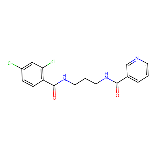 N-[3-[(2,4-dichlorobenzoyl)amino]propyl]pyridine-3-carboxamide structure