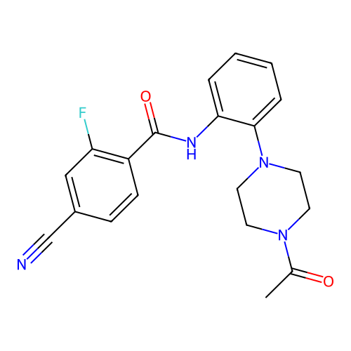 N-[2-(4-acetylpiperazin-1-yl)phenyl]-4-cyano-2-fluorobenzamide structure