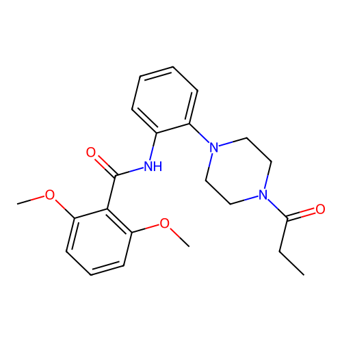 2,6-dimethoxy-N-[2-(4-propanoylpiperazin-1-yl)phenyl]benzamide structure