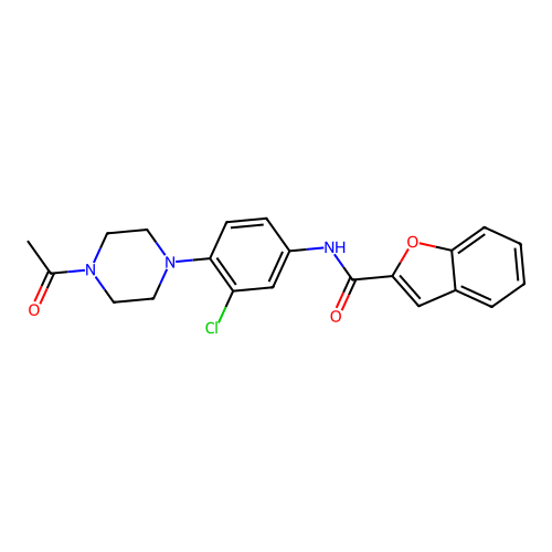 N-[4-(4-acetylpiperazin-1-yl)-3-chlorophenyl]-1-benzofuran-2-carboxamide structure