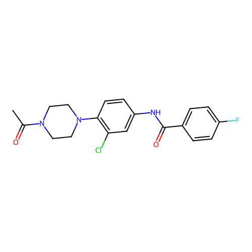 N-[4-(4-acetylpiperazin-1-yl)-3-chlorophenyl]-4-fluorobenzamide structure