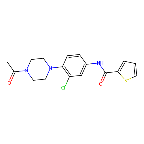 N-[4-(4-acetylpiperazin-1-yl)-3-chlorophenyl]thiophene-2-carboxamide structure