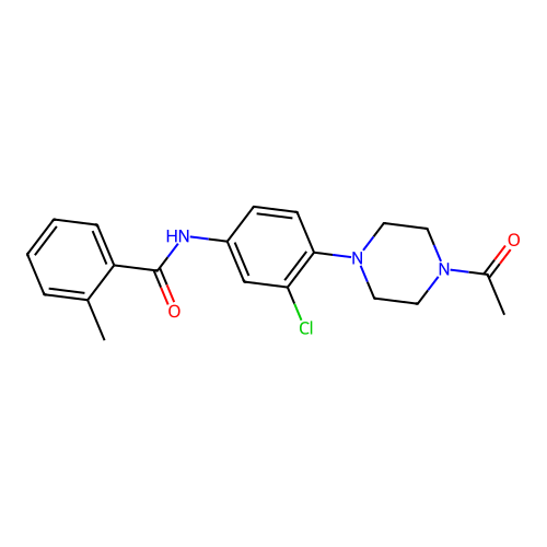 N-[4-(4-acetylpiperazin-1-yl)-3-chlorophenyl]-2-methylbenzamide structure