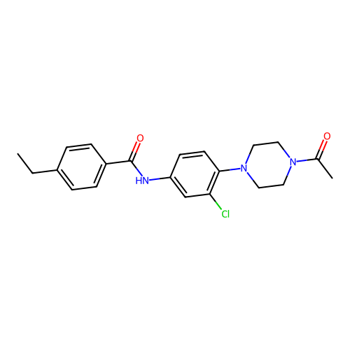 N-[4-(4-acetylpiperazin-1-yl)-3-chlorophenyl]-4-ethylbenzamide structure