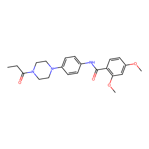 2,4-dimethoxy-N-[4-(4-propanoylpiperazin-1-yl)phenyl]benzamide structure