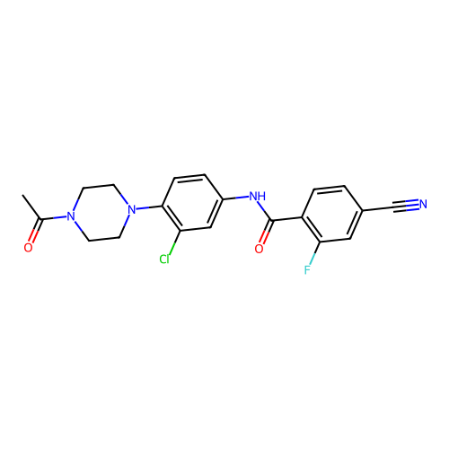 N-[4-(4-acetylpiperazin-1-yl)-3-chlorophenyl]-4-cyano-2-fluorobenzamide structure
