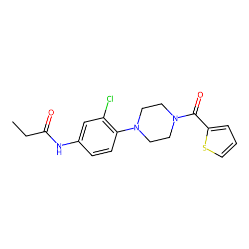 N-[3-chloro-4-[4-(thiophene-2-carbonyl)piperazin-1-yl]phenyl]propanamide structure