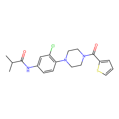 N-{3-chloro-4-[4-(2-thienylcarbonyl)-1-piperazinyl]phenyl}-2-methylpropanamide structure