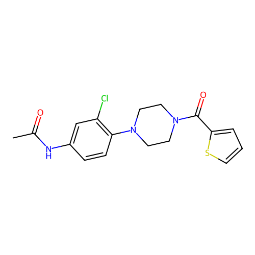 N-[3-chloro-4-[4-(thiophene-2-carbonyl)piperazin-1-yl]phenyl]acetamide structure